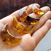 Cognac Amber Moon Shape Cabochons